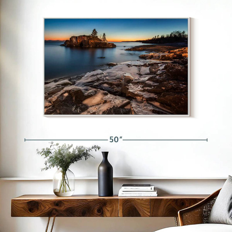 Lac Supérieur au crépuscule, Cadre flottant blanc, 40 po x 27 po