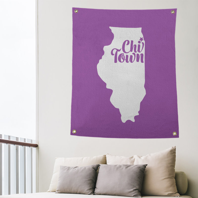 Tapisserie murale chi town illinois, H 80 po x l 59 po, Violet