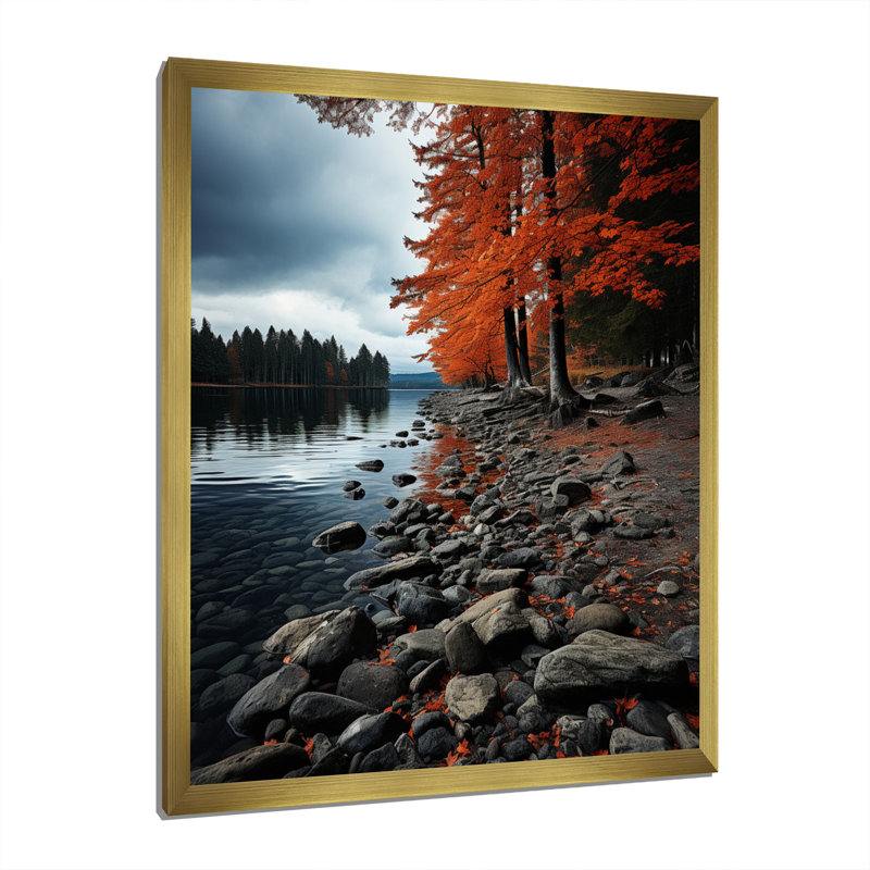 Linoshka Canada Autumn Tranquility II - imprimé, H 32 po x l 16 po x P 1 po, Cadre doré à une seule photo