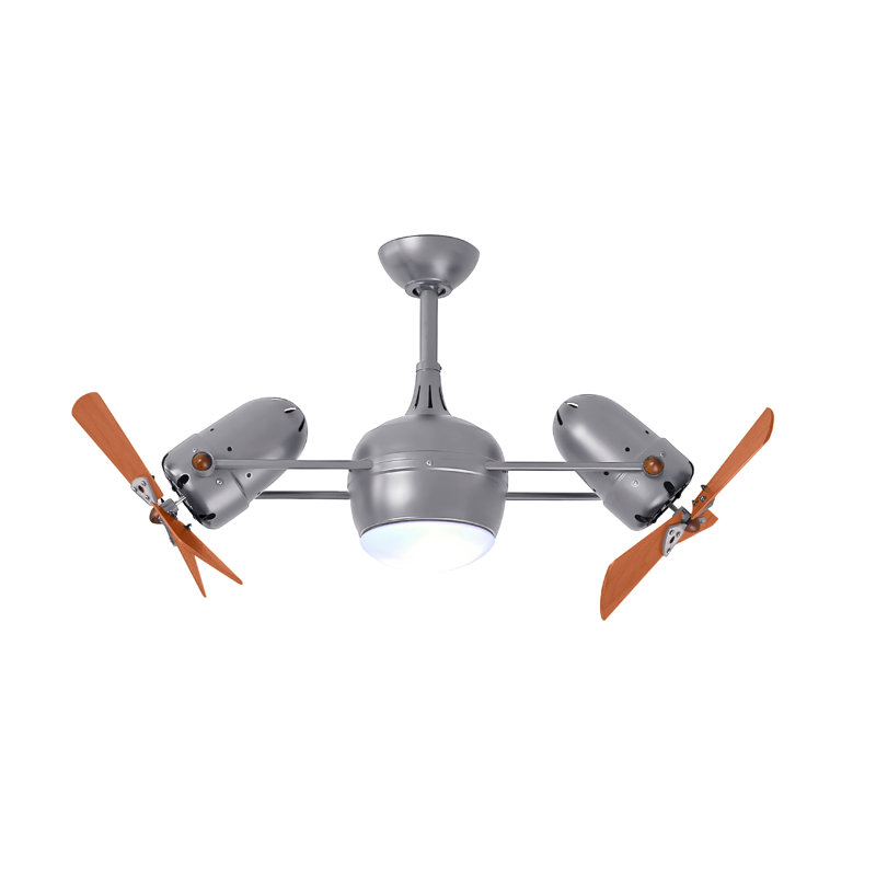 41" Dagny 6-Blade Dual Ceiling Fan with Wall Remote, Mahogany Tone, Brushed Nickel