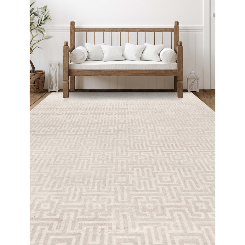 Neo Villa Geometric Area Rug in Ivory, Rectangle 10' x 13'10"