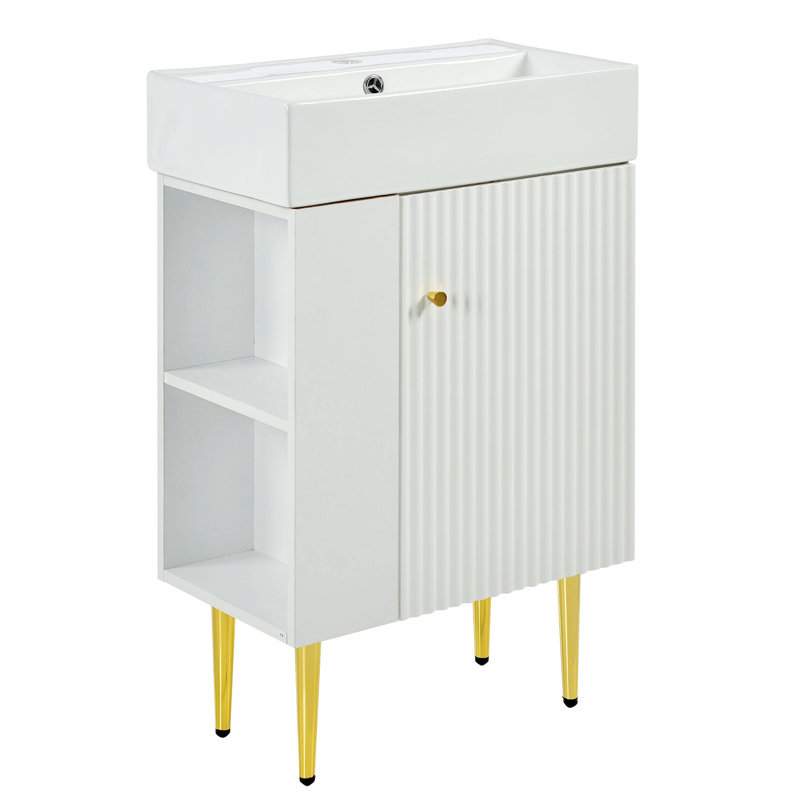 Meuble-lavabo sur pied simple 21,6 po avec comptoir en céramique