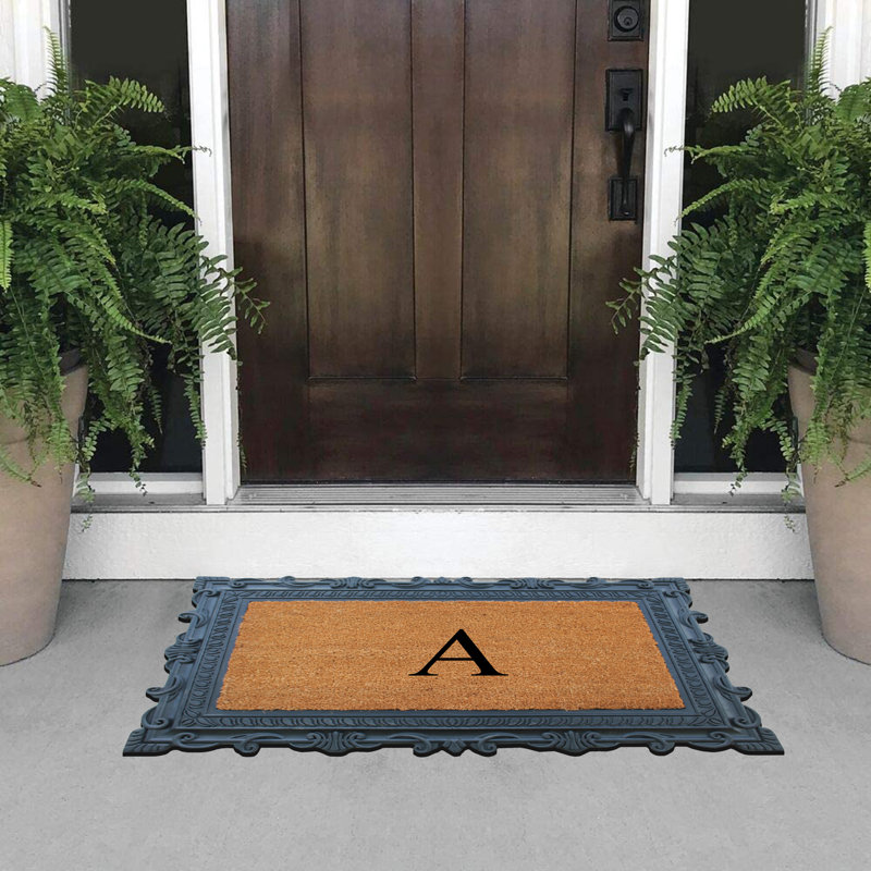 Paillasson à motif de monogramme de 24 po x 36 po Carson, A, Noir