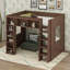Grand lit mezzanine en bois avec armoires et tablettes, conception moderne peu encombrante-694224525