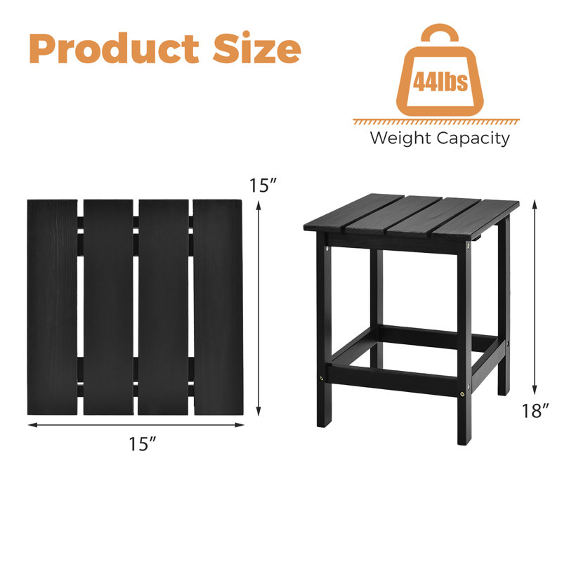 Costway Patio 15 "Side Side Table, Noir