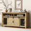 Buffet avec plateau de table de style grange coulissante de 59,3 pouces de largeur, de style grange décorative, entrée inspirée, décoré