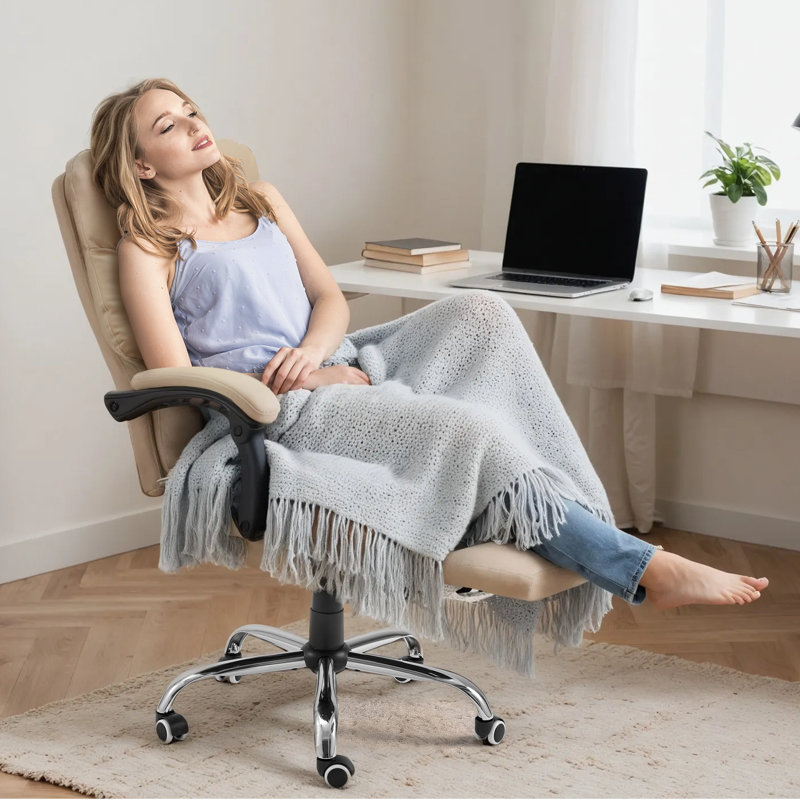 Chaise de bureau ergonomique avec 6 points de vibration, réglable en hauteur, réglable en angle, Kaki