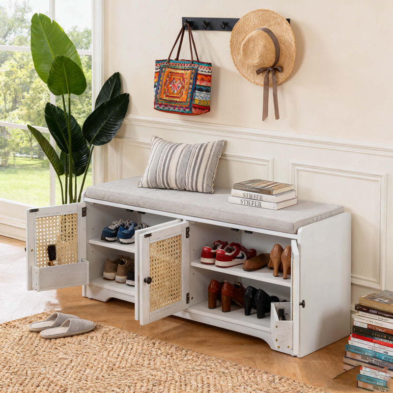 Banc de rangement Rustic, Blanc
