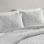 Housse de couette médaillon 3 pièces très grand / très grand - gris blanc, tissu doux, literie à fermeture à boutons confortable, lavable