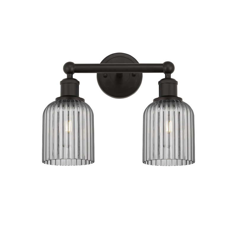 Abat-jour de salle de bain 2 lumières Edison Addeline 14 po, Bronze huilé, Gris fumée