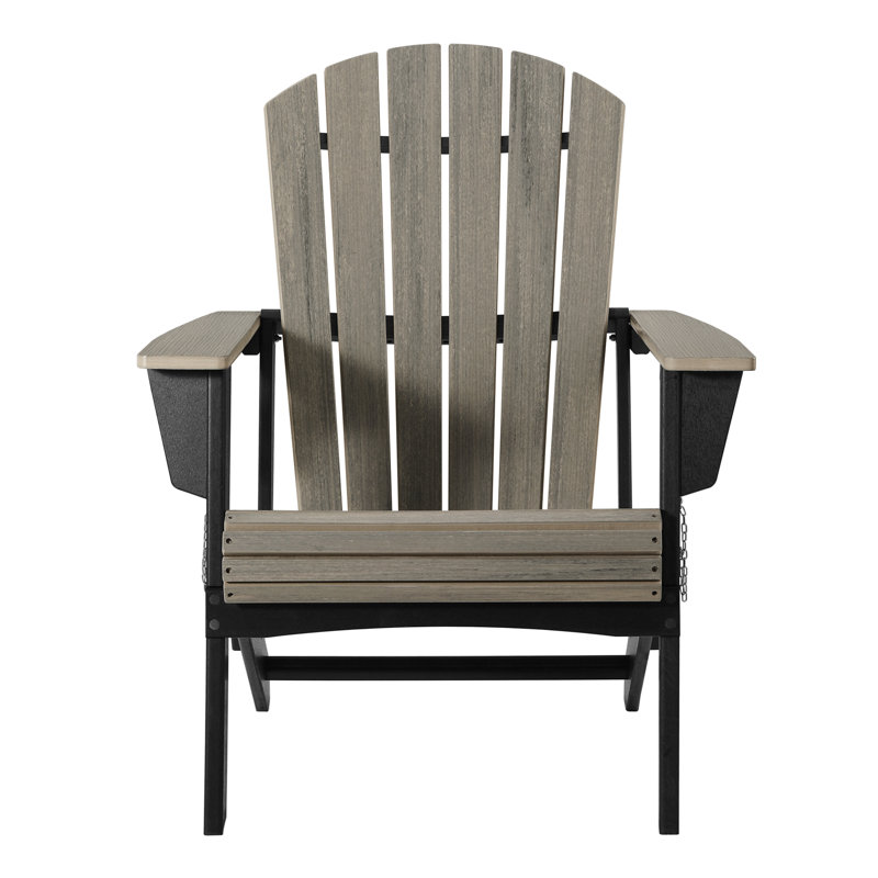Folding Adirondack Chair, Black, Light Gray/Black