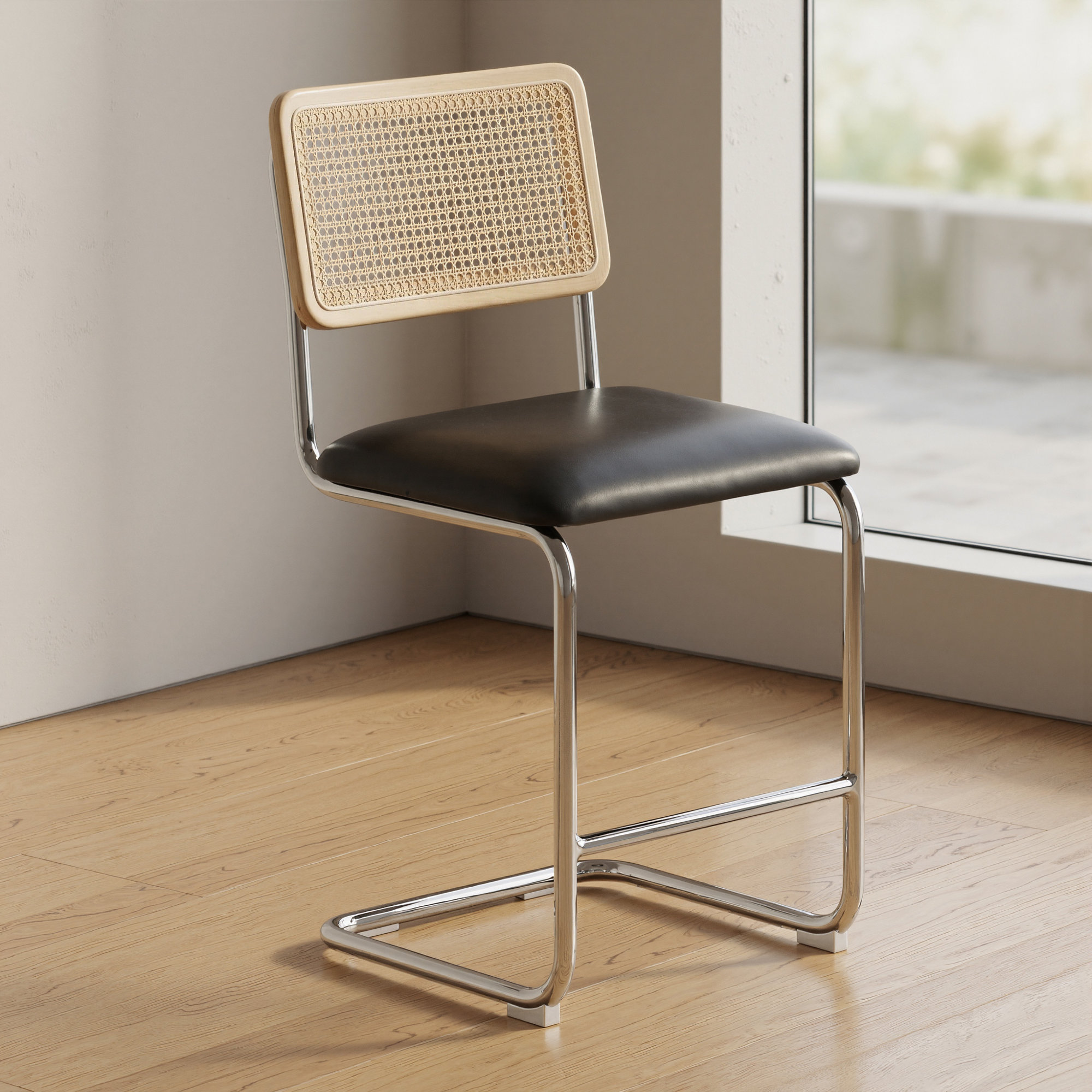 Walsh Vegan Leather Bar & Counter Stool, Midnight Black Vegan Leather, Counter Stool (23” Seat Height)