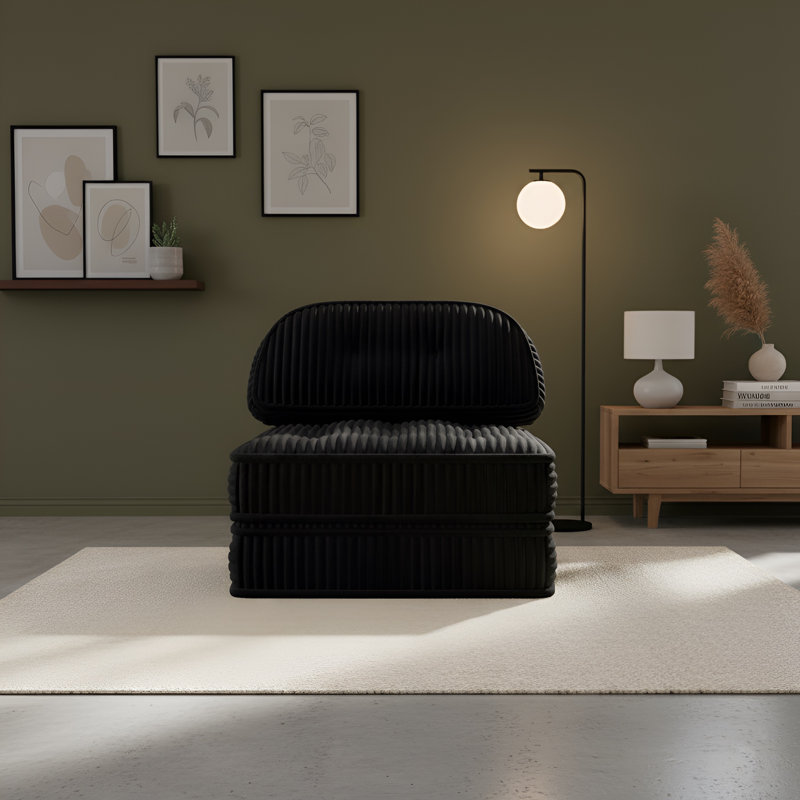 Canapé-lit pliant convertible simple 38 po Lozena, Noir