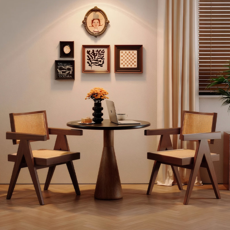 Fauteuil moderne moderne de style Mid-Century brun de 2 personnes pour la salle à manger cuisine, salon, chambre à coucher, lecture en bois d'hévéa noyer