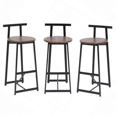 Ensemble de 3 tabourets de bar avec dossier et chaises sans accoudoirs pour îlot de cuisine