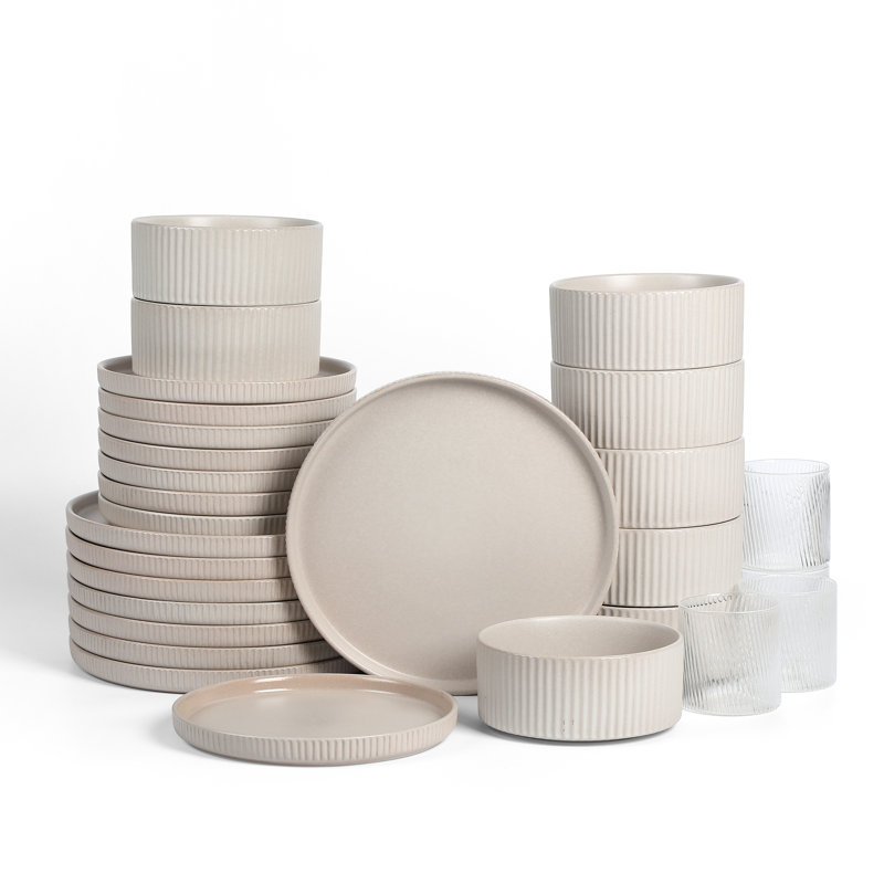 Service de table en grès borosilicaté 32 pièces Stone Lain Haven, Beige
