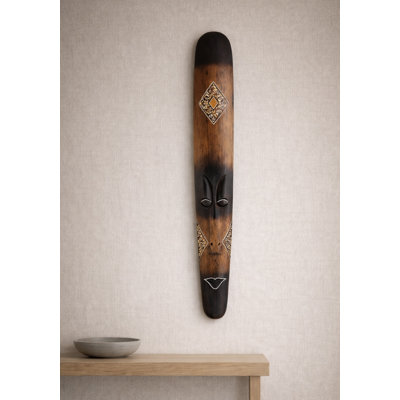 African Tribal Mask Wall Decor – Solid Wood Lucky In Love, 40″ Wall Sculpture for Home & Office