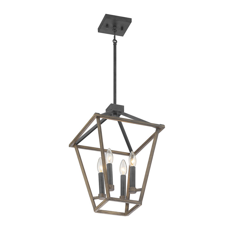 Sarmila 4-Light Pendant in Whiskey Wood, 18" H x 12" W x 12" D