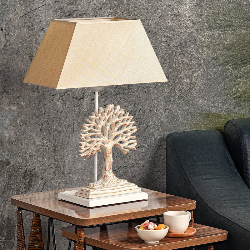Lampe de table en métal Adrain, Crème / Blanc, Crème