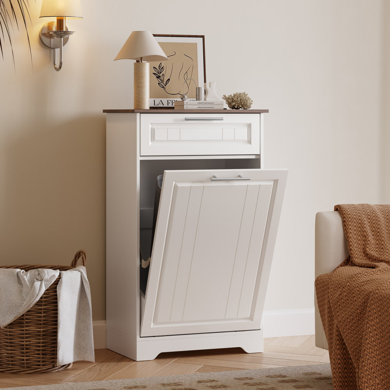 Armoire à ordures inclinable 10 gallons - Fonction de désodorisation, Blanc, 10 gallons