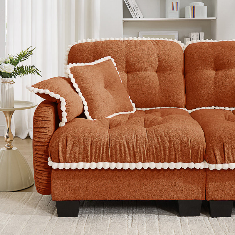 Causeuse en forme de L Cloud, 4 coussins, repose-pieds mobile capitonné, conception ergonomique, canapé-lit facile à assembler pour le salon, le bureau