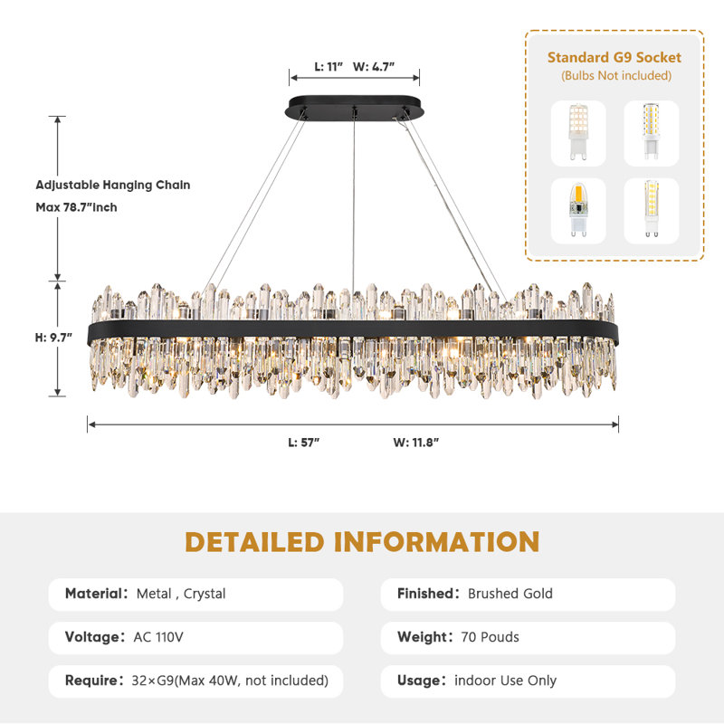 Everly Quinn Light Dimmable Square / Rectangle Chandelier & Reviews ...