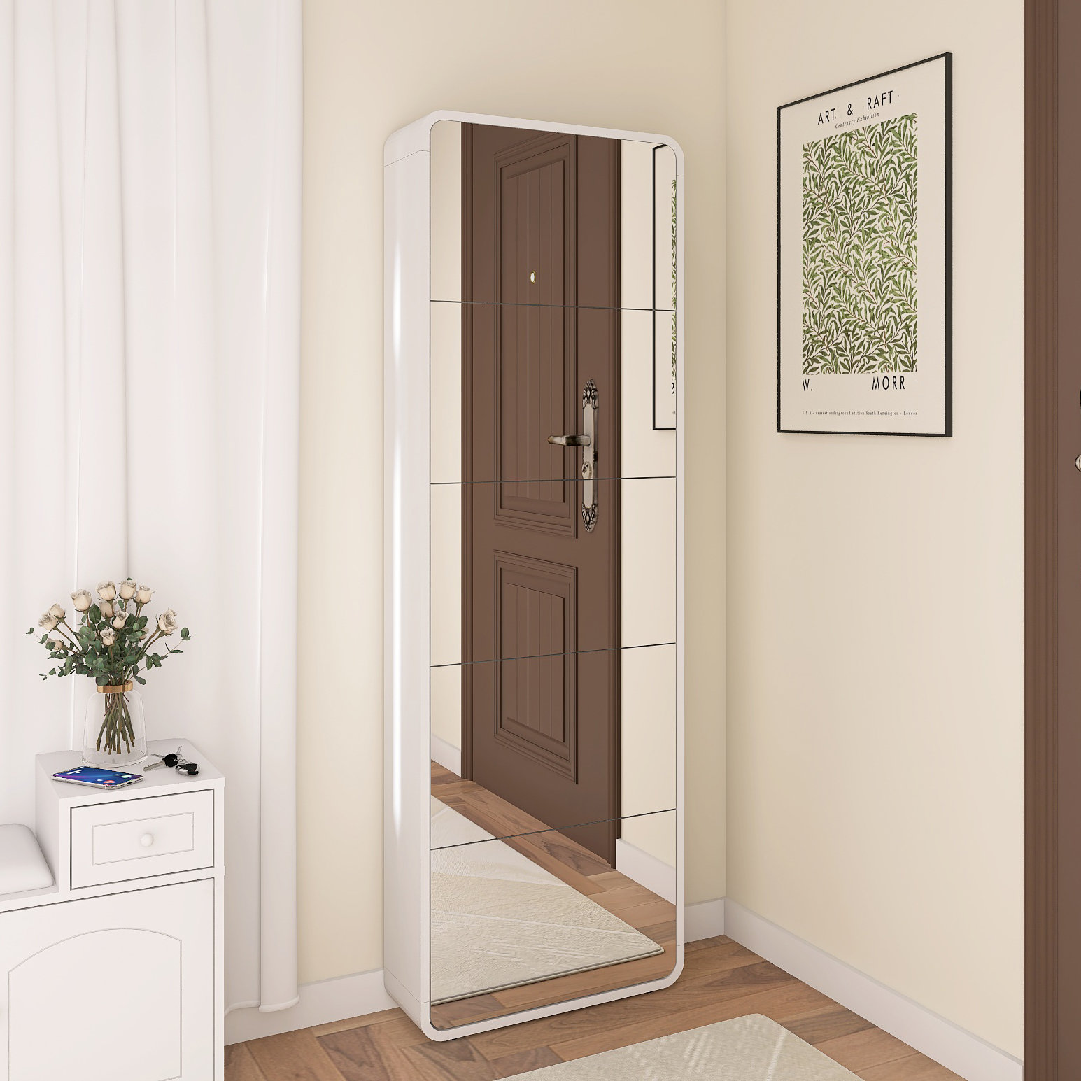 Hokku Designs Shoe Cabinet With Full Length Mirror | Wayfair