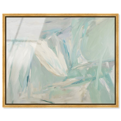 "Teal Sea III", art mural encadré par Art Remedy, cadre doré, 36 x 30
