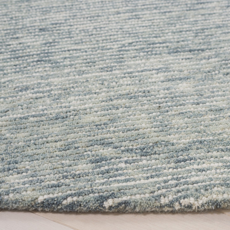 Sivam Ebony Hand Tufted Wool Cotton Rug in Blue/Ivory, Round 6'