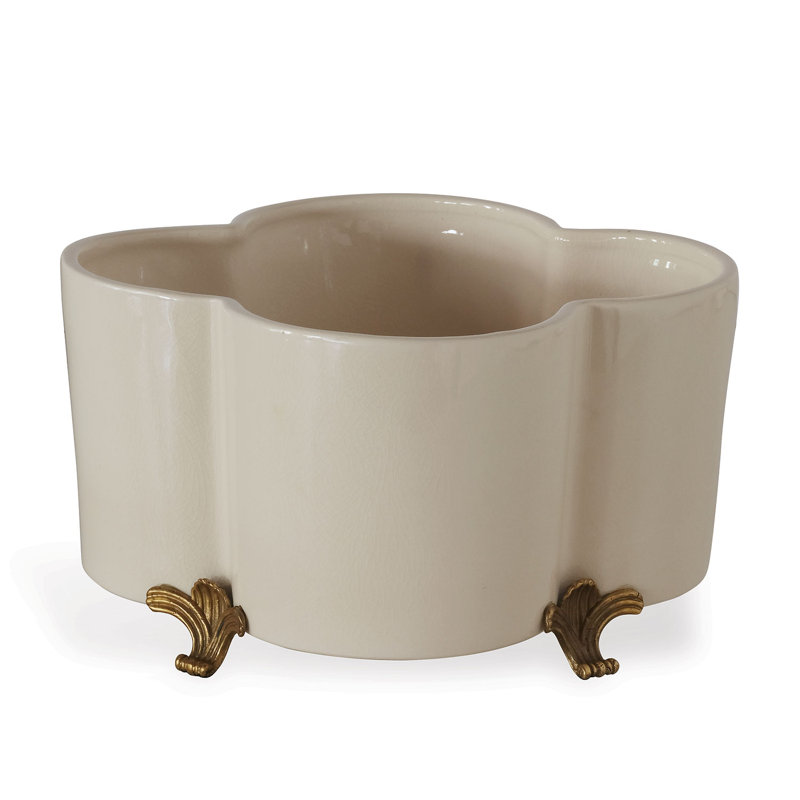 Pot de fleurs en porcelaine Quatrefoil, Crème