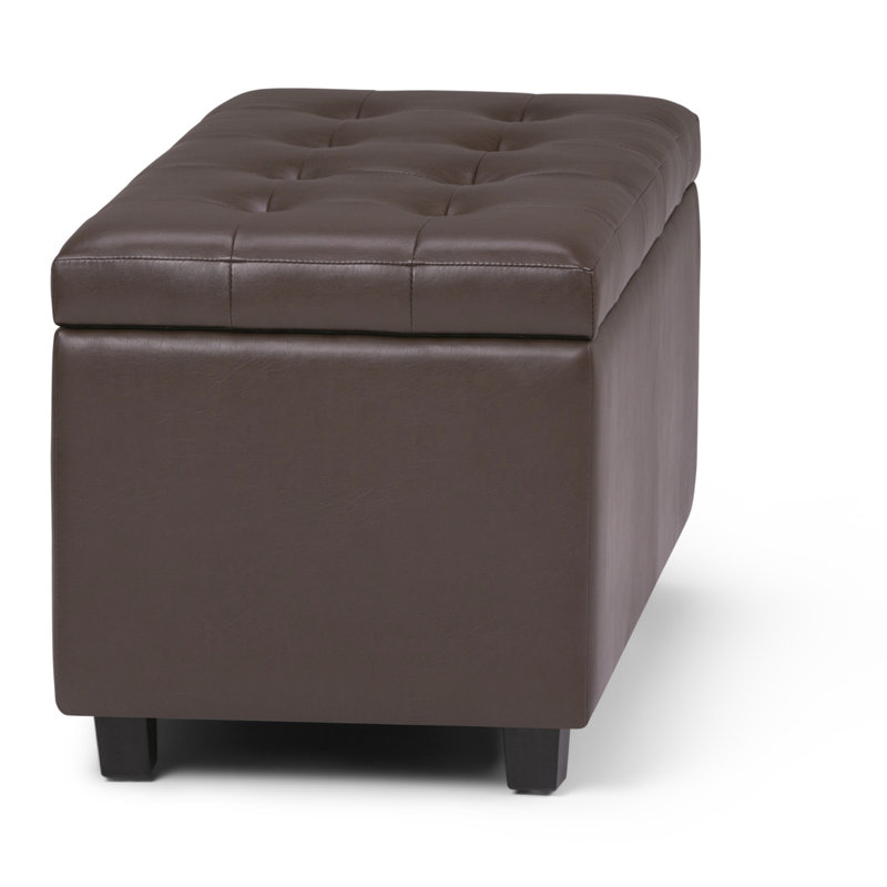 Cosmopolitan Chocolate Brown Tufted Faux Leather Storage Ottoman