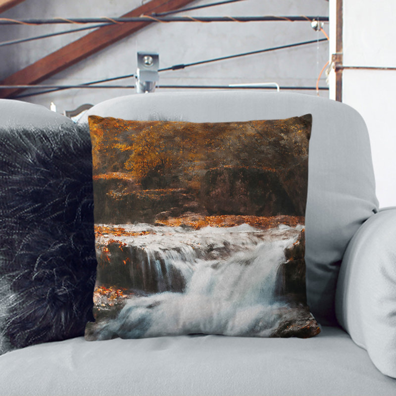 Forest Stream Vol.5 Painting Scatter Cushion, 40cm H x 40cm W x 15cm D, Black
