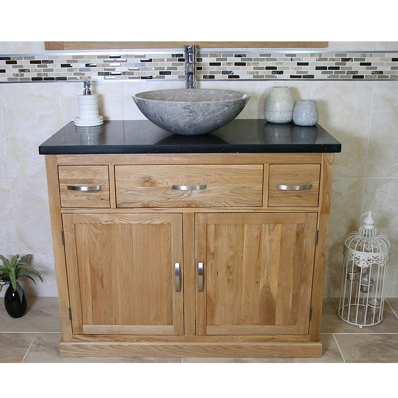 Walter 1000mm Single Bathroom Vanity with Vessel St1 Basin, Grey, Black