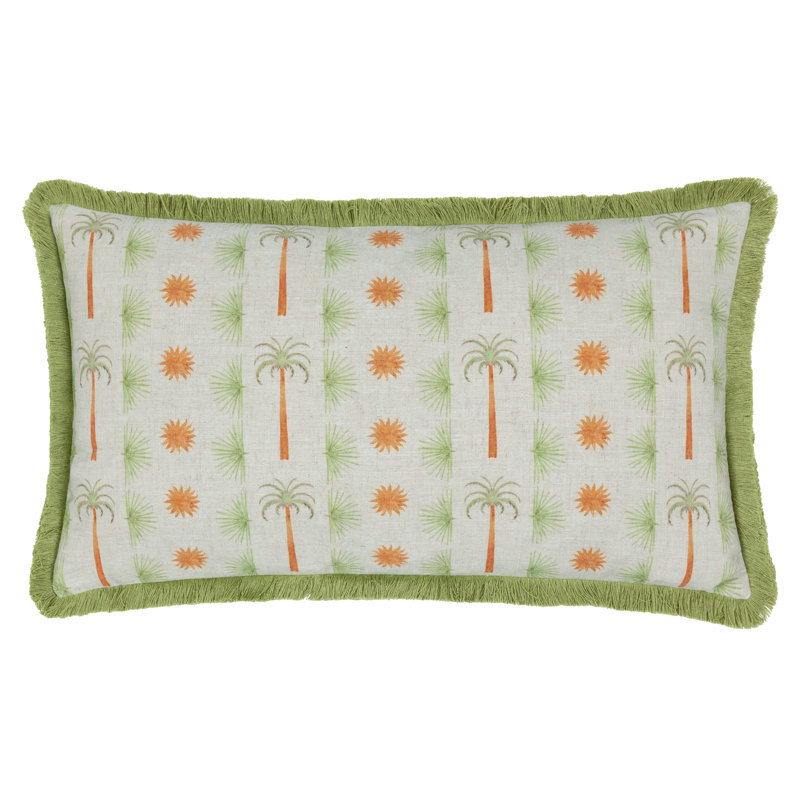 Tropicala Abstract Green Rectangular Cushion, Polyester