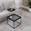 Ahab Metal Nesting Table for Living Room, Nest of End Table with Modern Glass Top