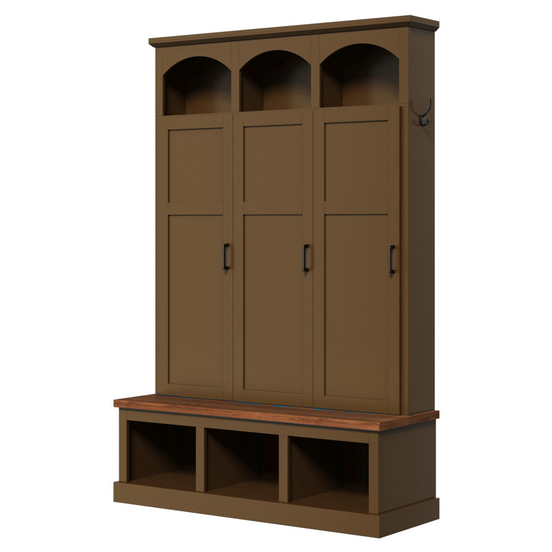 Classic All-In-One Hall Tree With 7 Hooks, Brown