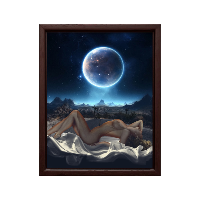 Pin-up et espace, Canvas, 11"H x 14"W, Brown Framed