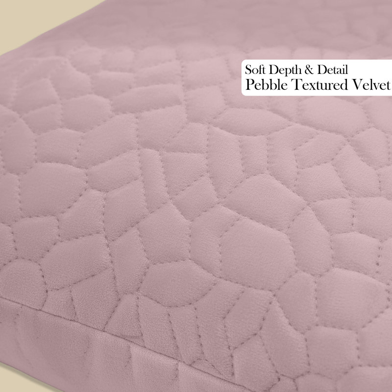 Pebble Pattern Velvet Cushion Covers Set of 2 – Soft Textured Scatter Pillow Covers for Sofa, Bed & Living Room , Pink