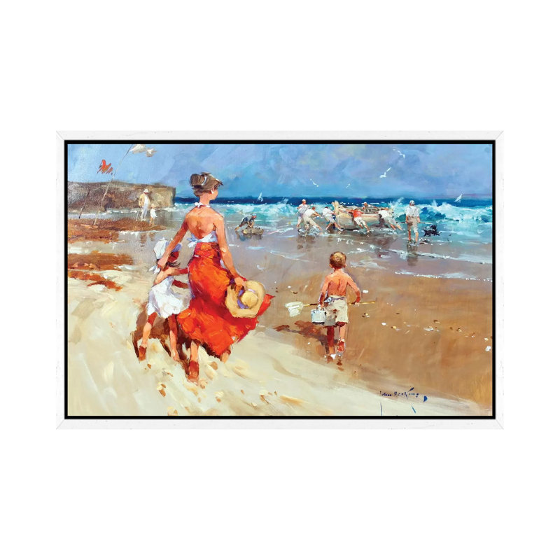 In On The Tide I by John Haskins - Painting on Canvas, White Framed, 45.72cm H x 66.04cm W x 3.81cm D