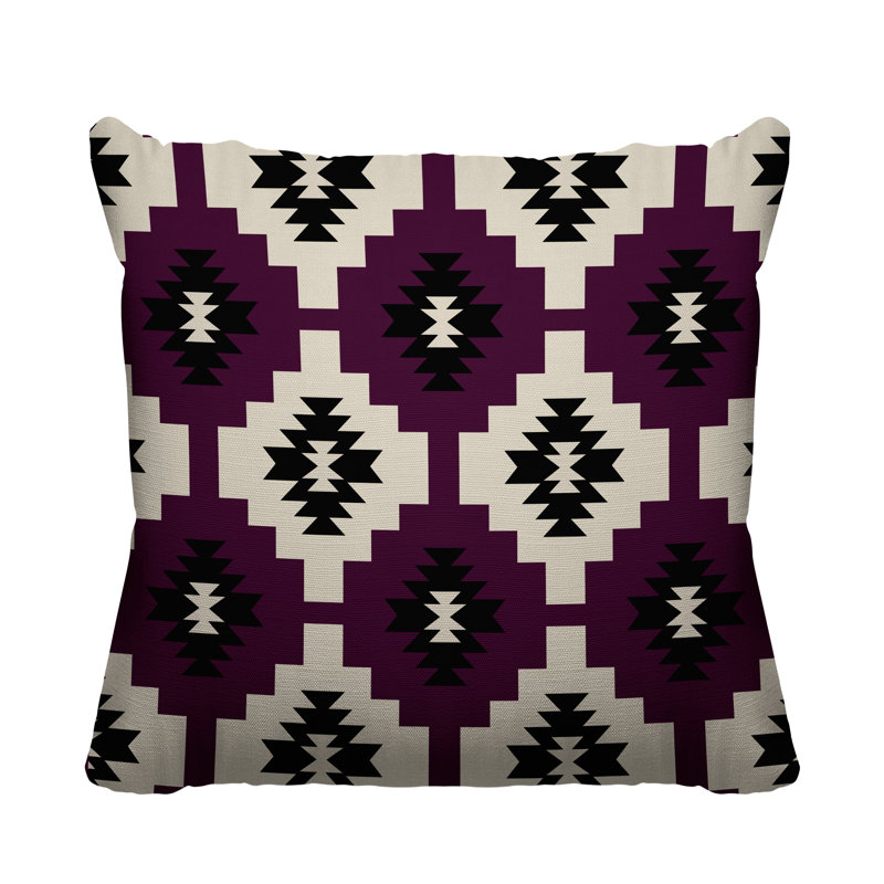 Coussin intérieur / extérieur Hinto Southwestern, Mauve, 15 po x 15 po, Carré