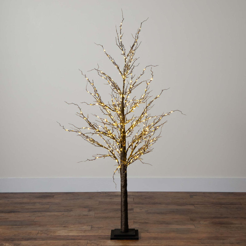 5ft. Pre-Lit Artificial Twig Tree with 360 Warm White LED Lights