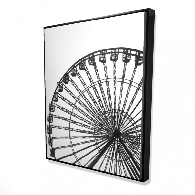 Monochrome Ferris Wheel Print On Canvas