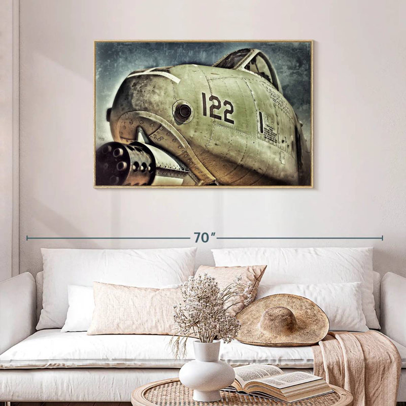 Avion à réaction Air Force, Cadre flottant en bois naturel, 43 po x 29 po