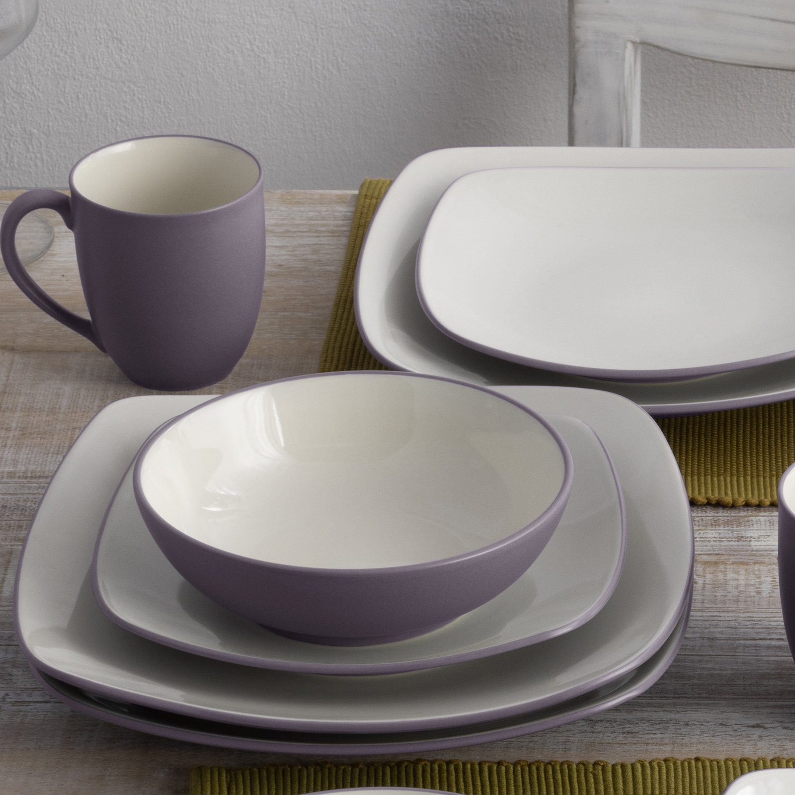 Colorwave Stoneware Dinnerware Set - Service for 1, Plum