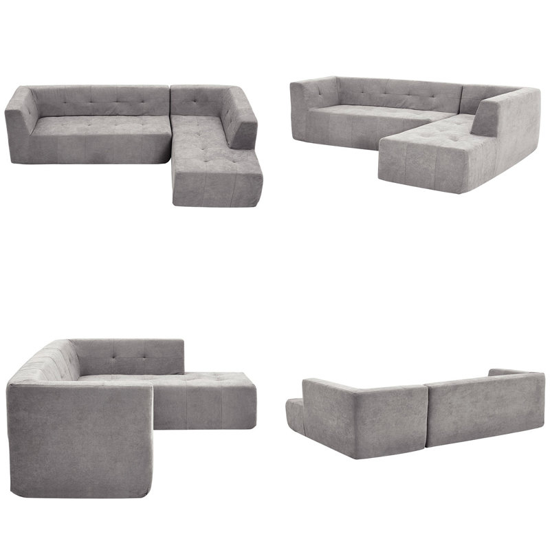 Canapé modulaire 2 pièces Kernisha, Gris chenille