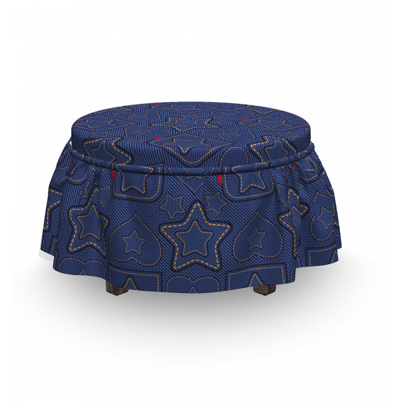 Formes cardiaques sur denim repose-pieds housse pour