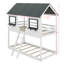 Lit simple superposé simple au-dessus de simple, lit maison en bois avec toit, 2 fenêtres, échelle et garde-corps