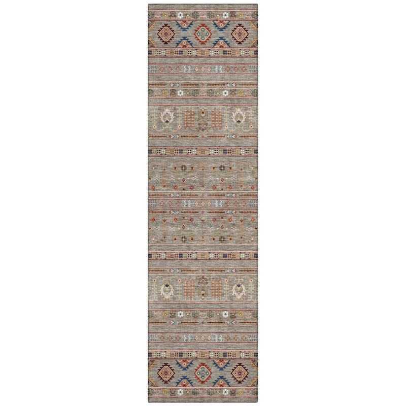 Machine Washable Indoor/Outdoor Brenden ACN2244 Navajo Rug, Runner 2'3" x 7'6"