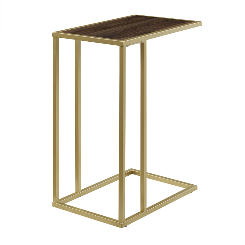 Alberta C Table End Table, Dark Walnut/Gold
