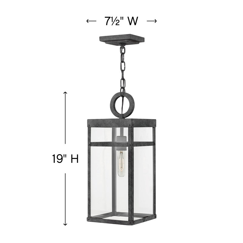 Porter 1 -Bulb 19" H Outdoor Hanging Lantern, Bronze